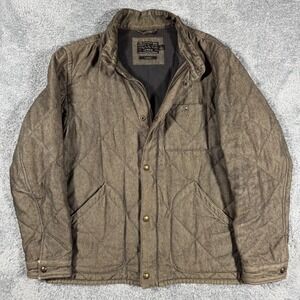 J.Crew Sussex Quilted Jacket Men Large Brown Military Utility Heavy Vented